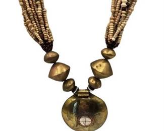Lot 110  
Brass & Bead Amulet Necklace
