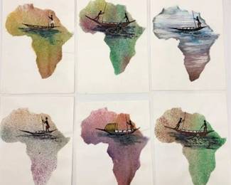 Lot 244   
6 Original Signed Africa Map Prints/Notecards