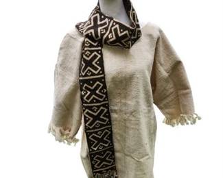 Lot 254  
Fringed Beaded Mud Cloth Sash/Scarf