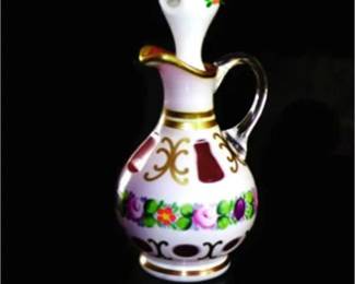 Lot 027   3 Bid(s)
Vintage Bohemia Art Glass in White Cut to Cranberry Hand Painted Floral Pattern