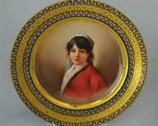 Lot 052   0 Bid(s)
Antique Hand Painted Porcelain Plate Portrait of Peasant Women Peppina