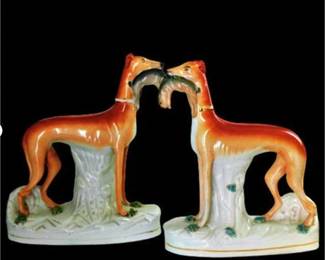 Lot 076   0 Bid(s)
Antique Staffordshire Pottery Dogs Ca Mid 1800's England Pair Large