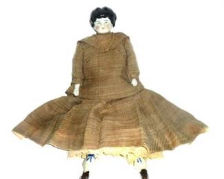 Lot 105   0 Bid(s)
Antique German China Doll with Partly Exposed Ears in Original Cloth Dress