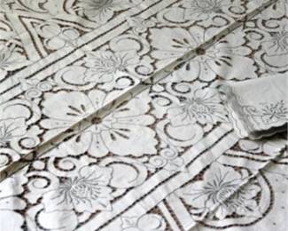 Lot 132   0 Bid(s)
Vintage Banquet Tablecloth Madeira All Cut Embroidered
