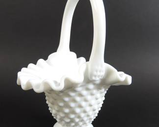 Hobnail Milk Glass Basket