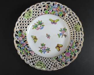 Beautiful Herrand "Queen Victoria" Hand Painted Pierced Edge Plate with Hanger