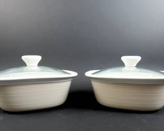 Lot of 2 Corning Ware "Etch" 1.5 Quart Lidded Serving Dishes