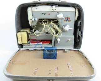 Vintage Pfaff Model 360 Sewing Machine with Foot Pedal in Case with Accessories
