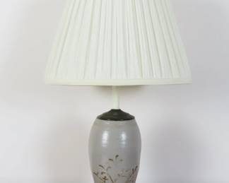 Pottery Base Lamp Signed B. Albright with Shade
