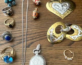 Rings, James Avery necklace, charms, and Jeep Collins jewelry