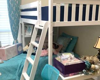Kid's twin-size high loft bed with with desk
