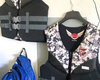 Life jackets; Nike backpack