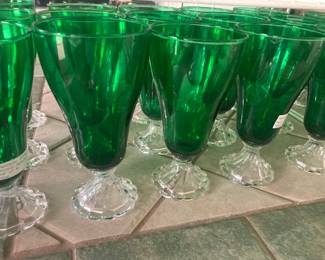 Fostoria Colonial Dame forest green glassware