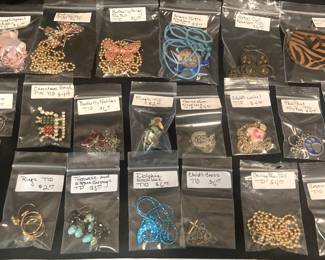 Earrings and necklaces
