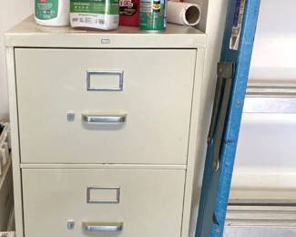 Filing cabinet; garden supplies