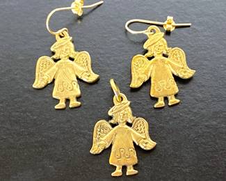 Jeep Collins Brass angle pendant and matching earrings