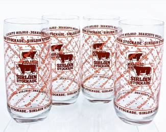 Vintage Sirloin Stockade large glass tumblers 