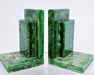 Mid century green alabaster bookends from Italy 