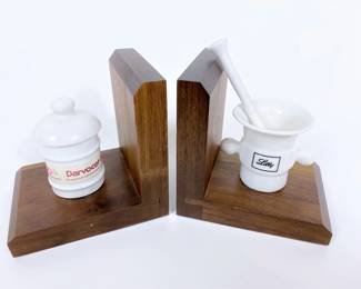Vintage pharmaceutical promos, Eli-Lilly bookends 