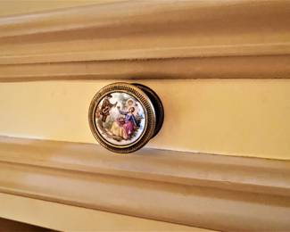 One of several hand painted porcelain pull knobs 