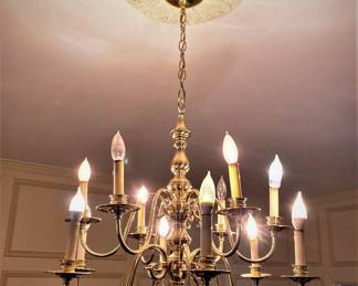 Vintage Colonial Williamsburg style brass chandelier  