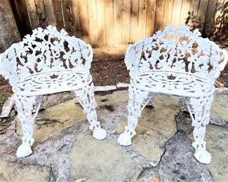 Antique cast iron garden chairs 