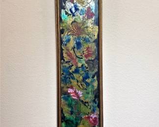 Original mid century painting by Texas artist, Dorothy Paxson Geyer (1909 - 1997).   From El Paso, TX.   She studied at both the Merrill Institute of Art and the Art Students League of New York City. As a member of the El Paso Art Association and the Rio Bravo Watercolorist she was a frequent exhibitor in their shows.It was framed by the Bradford Gallery of Guadalupe & 4th St, Austin, Texas owned by Dewey Bradford who helped the career of Texas artist,  Porfirio Salinas