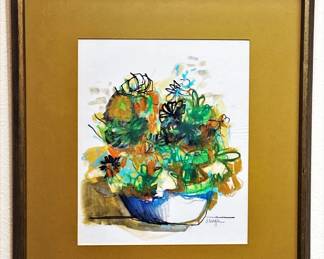 Original mid century watercolor painting by Texas artist, Jerry V. Seagle (1941 - 2016).  It was framed by the G. Harvey Gallery 1717 W 35th St, Austin, Texas.  