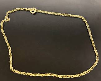 14k yellow gold rope chain necklace from Italy ........To register in order to place bids go to www.capitolsalesservices.hibid.com 