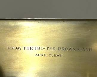 The interior side of the lid in engraved 'From the Buster Brown Gang, April 5, 1961' 