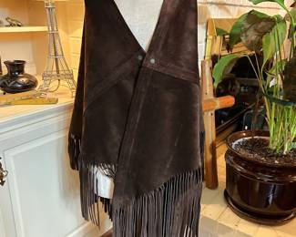Leather Suede Shawl Wrap 