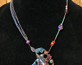 Vintage hand blown Italian glass bead necklace 