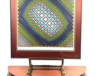 Early 1980s Opt Art  'untitled' serigraph by Victor Varasely (1906 -1997), signed and number 82 of 250.   This serigraph was purchased in the early 1980s from a gallery and hung in the late gentleman's corporate office until his retirement.........To register in order to place bids go to www.capitolsalesservices.hibid.com   