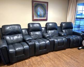 Leather multi media home theater sectional chairs by La-Z-Boy