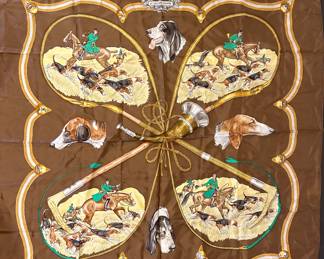 Vintage Hermès Le Laisser Courre by J de Fougerolle Silk Scarf........To register in order to place bids go to www.capitolsalesservices.hibid.com 
