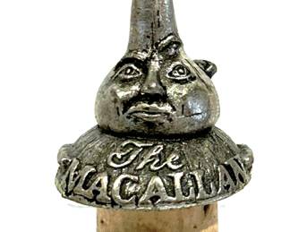 Vintage Macallan  Scotch Whiskey Bottle Stopper Pewter Figure 