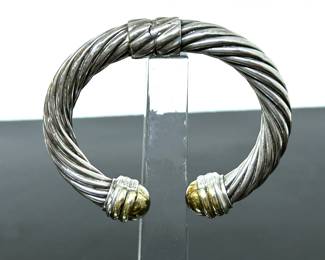 David Yurman sterling silver & 14k gold classic cable bracelet