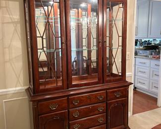 	#2	Bassett lighted 2 piece china cabinet 54x17x88	 $175.00 				