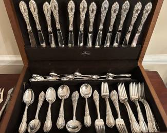 #6	 Sterling  flatware 1932 by Towle Silver King Richard  Service for 12 + serving pcs.  82 piece set with chest	 $2,500.00 	