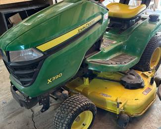 #45	2019 John Deere X390 Accel 54 Deep riding mower with only 34 hours! Comes with pull behind cart and bagger attachment	 $3,500.00 	