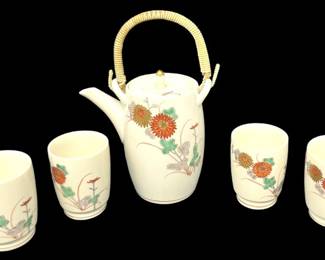 Japanese Floral Tea Pot Cups