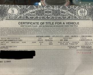 2015 Toyota Avalon XLE (82,663 miles)