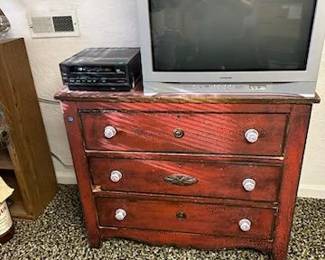 Vintage Dresser, old TV and VCR