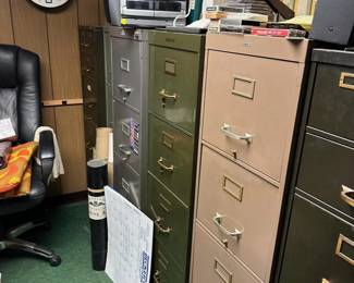 Filing cabinets and small stereo 