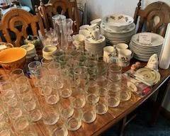 Christmas plates and Christmas glasses