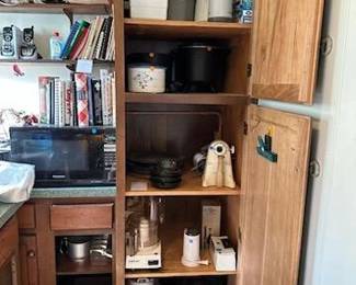 Small kitchen appliances and cookbooks 