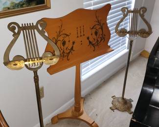 2 Brass Music Stands and One Made out of Birdseye Maple