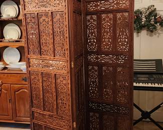 3 Panel Hand-Carved Screen