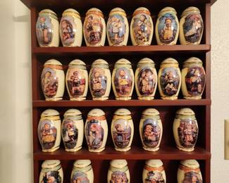 Wooden Wall Shelf with 25 Hummel Spice Jars