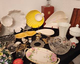 Party Platters - Milk Glass - Crystal